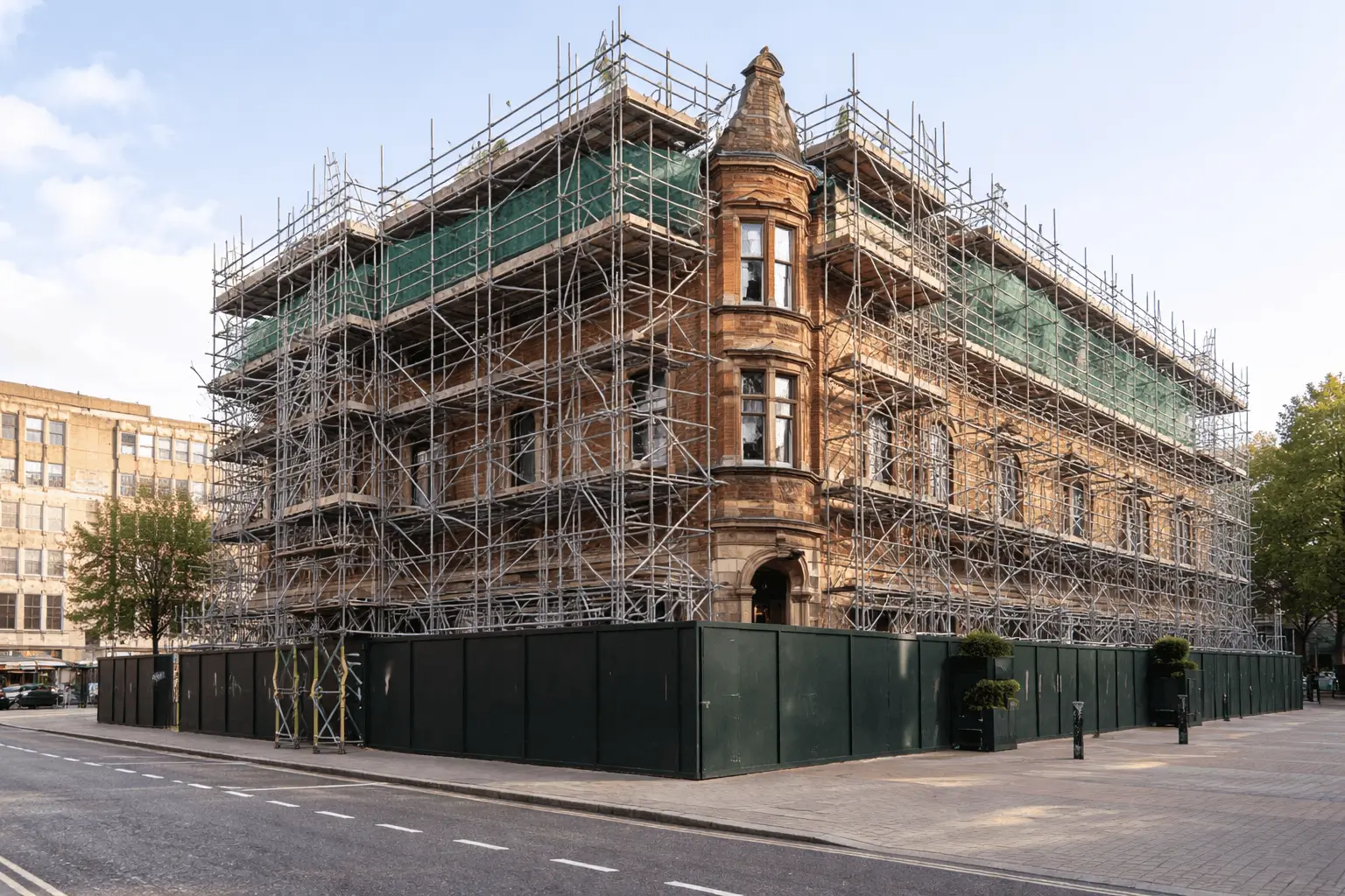 Scaffolding on a building facade